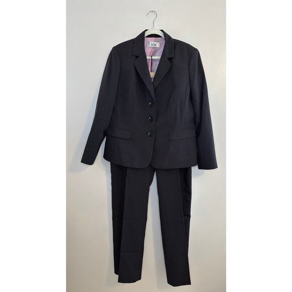 Vintage Y2K Le Suit Womens Black Pink Pinstripe Dark Academia Pant Suit Plus 16 - Picture 1 of 16
